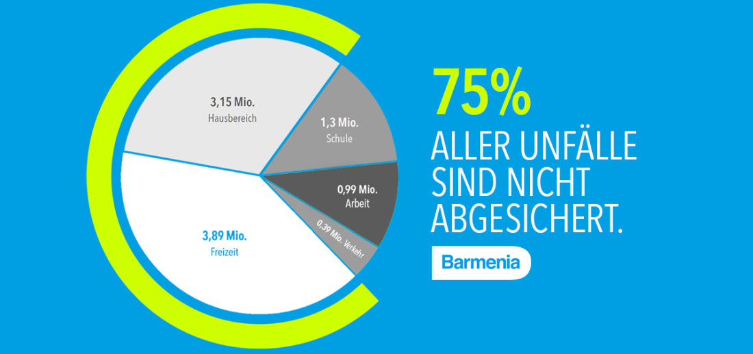 Ein Torten-Diagramm mit der Verteilung der Unfallzahlen auf einzelne Bereiche.