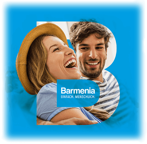 Ein lachendes Pärchen innerhalb des Barmenia-Bs