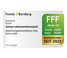 Siegel: Die Garantie Rente Index erhält von Franke und Bornberg die Note sehr gut